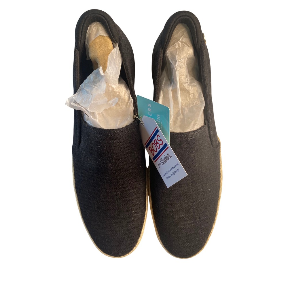 Skechers BOBS Martha Stewart Black Espadrille Platform Slip On Shoes NEW - Picture 3 of 10